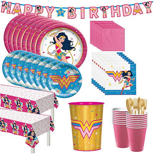 Wonder Woman Children Kids Lady Theme Birthday Party Supply Tableware Range